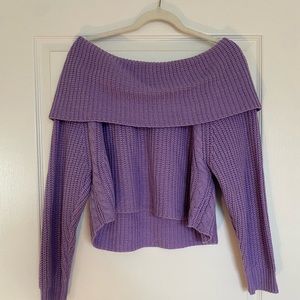 Off the shoulder crop winter sweater